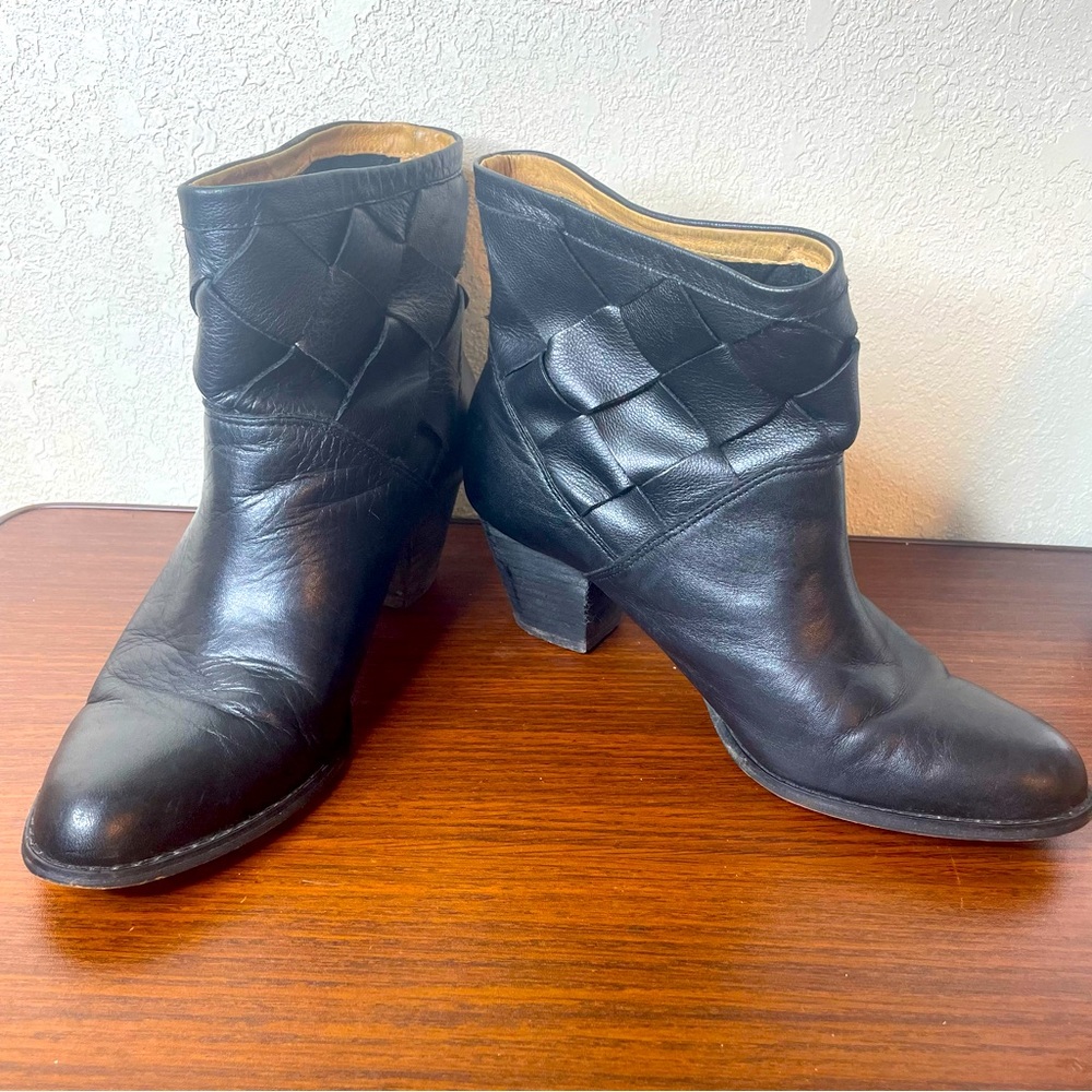 Corso Como womens Bedford‎ weave slouch ankle boots leather black 7.5